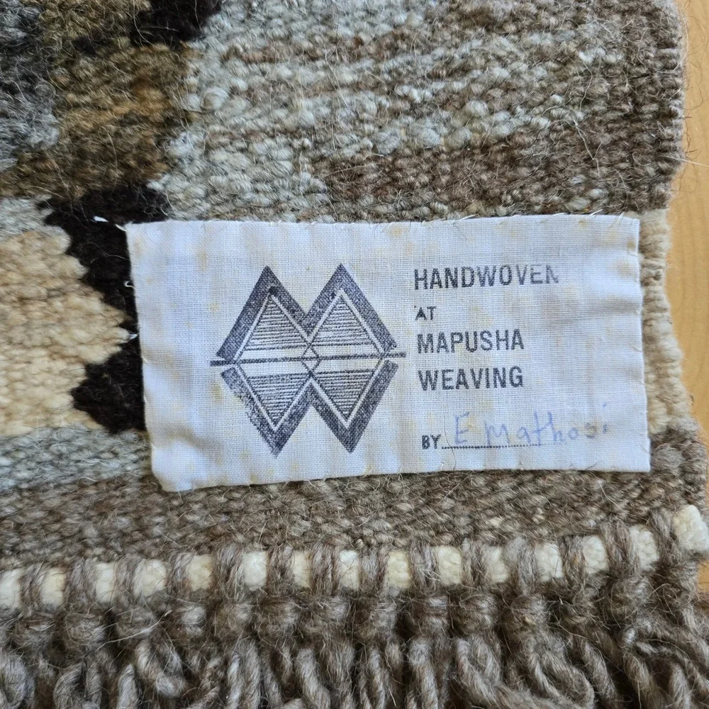Mapusha Weaving South Africa Hand Woven Wool Wall Hanging Village Scene Tapestry